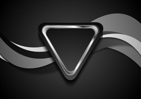 Grey waves and silver metal triangle frame abstract background vector
