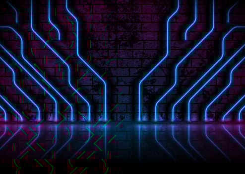 Blue neon circuit board technology grunge background vector