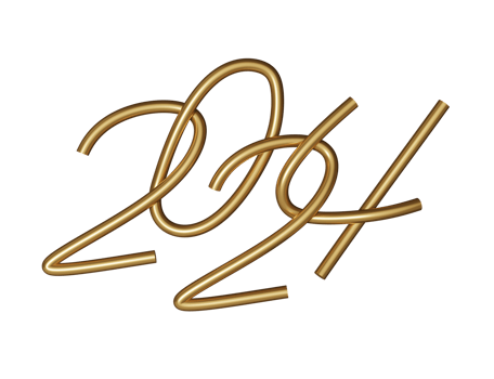 new year 2024 gold number png
