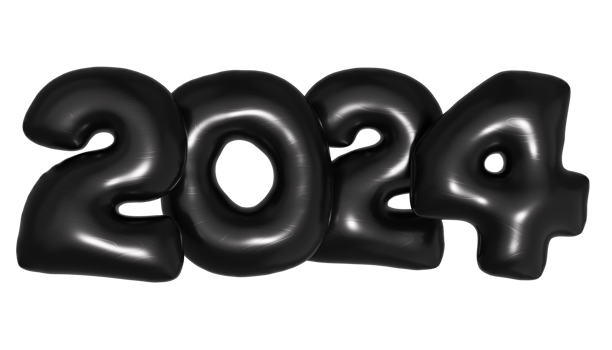 2024 black balloons new year png