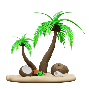 3d Illustration of coconut trees on the beach png