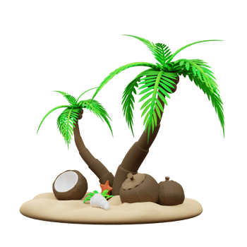3d Illustration of coconut trees on the beach png