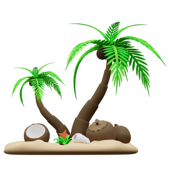 3d Illustration of coconut trees on the beach png