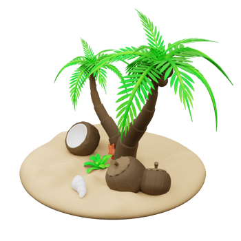 3d Illustration of coconut trees on the beach png
