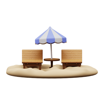 3d illustration of beach chair and umbrella png