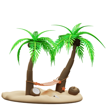 3d illustration of coconut tree and hammock png