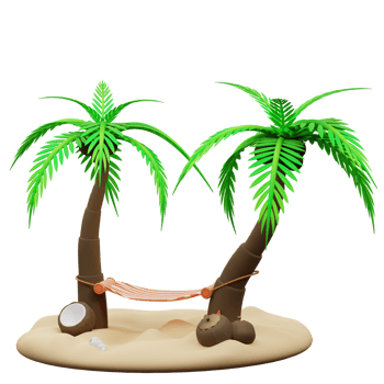 3d illustration of coconut tree and hammock png