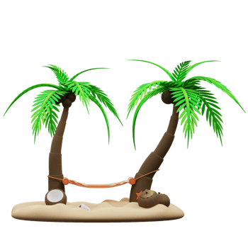 3d illustration of coconut tree and hammock png