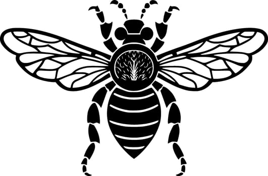Bee, Black and White Vector illustration