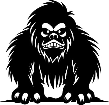 Bigfoot, Black and White Vector illustration