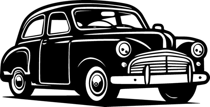 Car - Black and White Isolated Icon - Vector illustration
