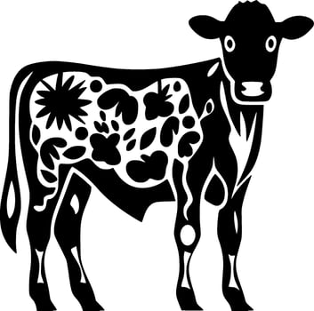 Cow - Black and White Isolated Icon - Vector illustration