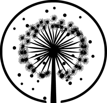 Dandelion, Black and White Vector illustration