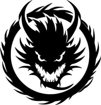 Dragon, Black and White Vector illustration