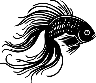 Fish - Black and White Isolated Icon - Vector illustration