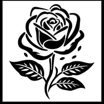 Flower, Black and White Vector illustration