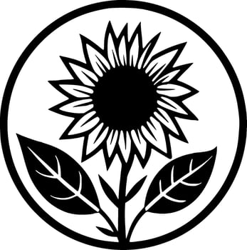 Flower - Black and White Isolated Icon - Vector illustration
