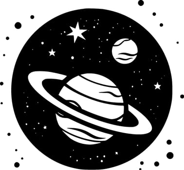 Galaxy - Black and White Isolated Icon - Vector illustration