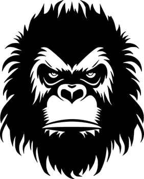Gorilla, Black and White Vector illustration
