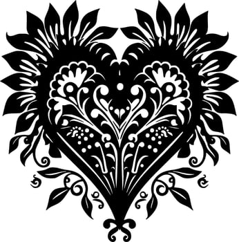 Heart, Black and White Vector illustration