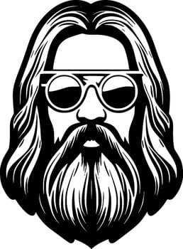 Hippie, Black and White Vector illustration