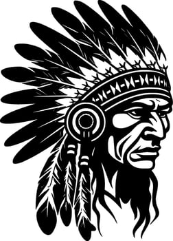 Indian Chief - Minimalist and Flat Logo - Vector illustration