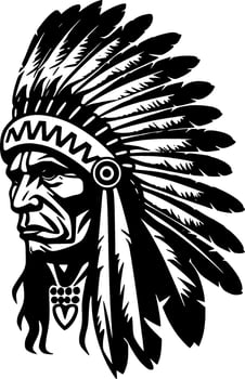 Indian Chief - Minimalist and Flat Logo - Vector illustration