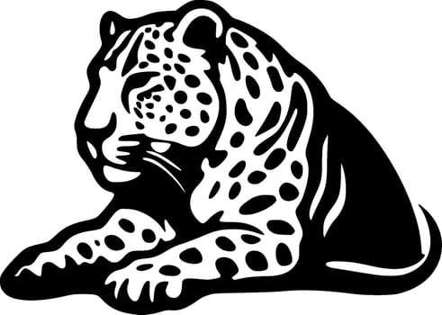 Leopard - Black and White Isolated Icon - Vector illustration