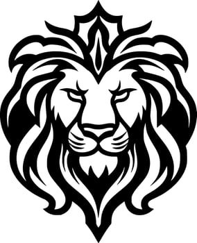 Lion - Black and White Isolated Icon - Vector illustration