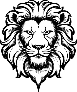 Lion - Black and White Isolated Icon - Vector illustration
