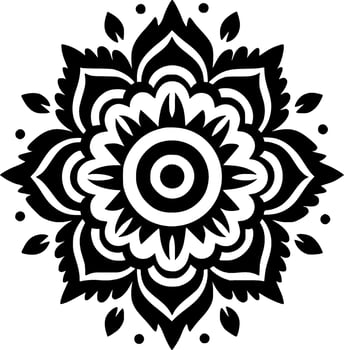 Mandala - Black and White Isolated Icon - Vector illustration