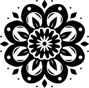 Mandala, Black and White Vector illustration