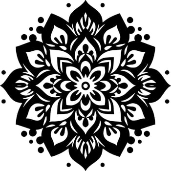 Mandala - Black and White Isolated Icon - Vector illustration