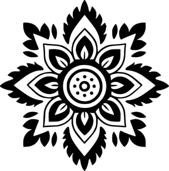 Mandala - Black and White Isolated Icon - Vector illustration