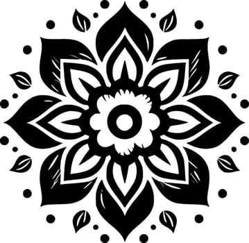 Mandala - Black and White Isolated Icon - Vector illustration