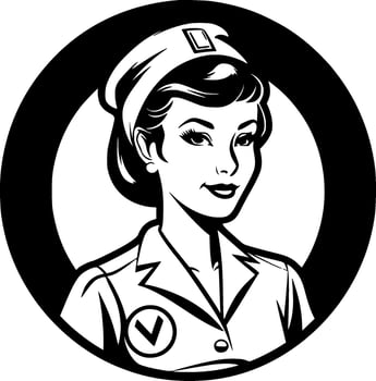 Nurse - Black and White Isolated Icon - Vector illustration