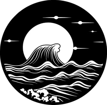Ocean, Black and White Vector illustration