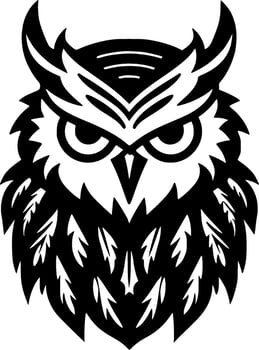 Owl, Black and White Vector illustration