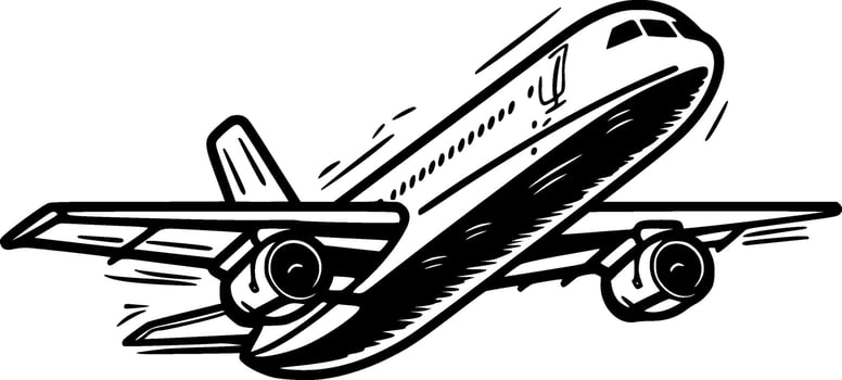 Plane, Black and White Vector illustration