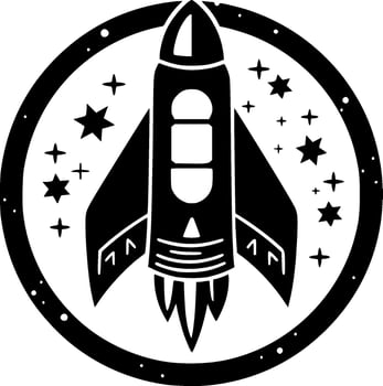 Rocket - Black and White Isolated Icon - Vector illustration