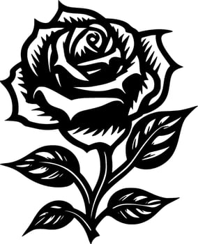 Rose - Black and White Isolated Icon - Vector illustration