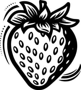Strawberry, Black and White Vector illustration