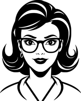 Teacher, Black and White Vector illustration