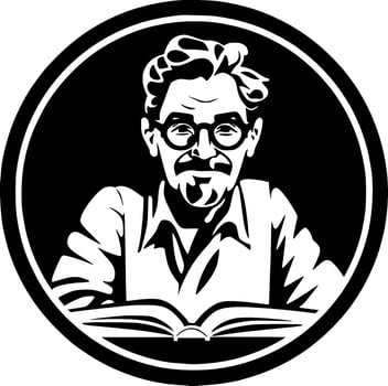 Teacher, Black and White Vector illustration