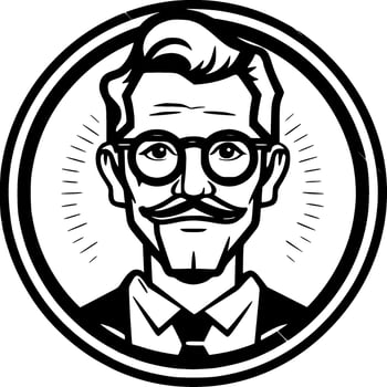 Teacher, Black and White Vector illustration