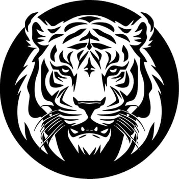 Tiger - Black and White Isolated Icon - Vector illustration
