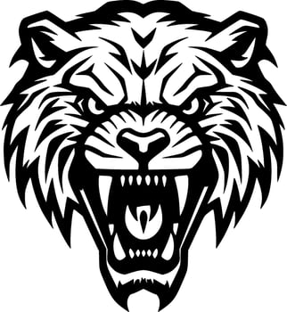 Tiger - Black and White Isolated Icon - Vector illustration