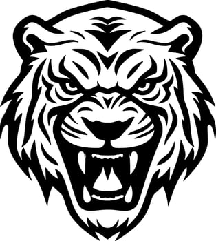 Tiger - Black and White Isolated Icon - Vector illustration