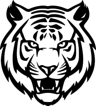 Tiger, Black and White Vector illustration