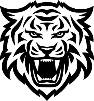 Tiger - Black and White Isolated Icon - Vector illustration
